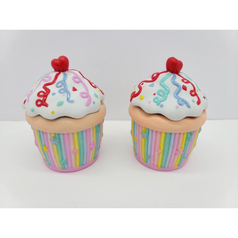 PartyLite P7327 Celebration Cupcake Votive Candle Holder Pair Ceramic Birthday